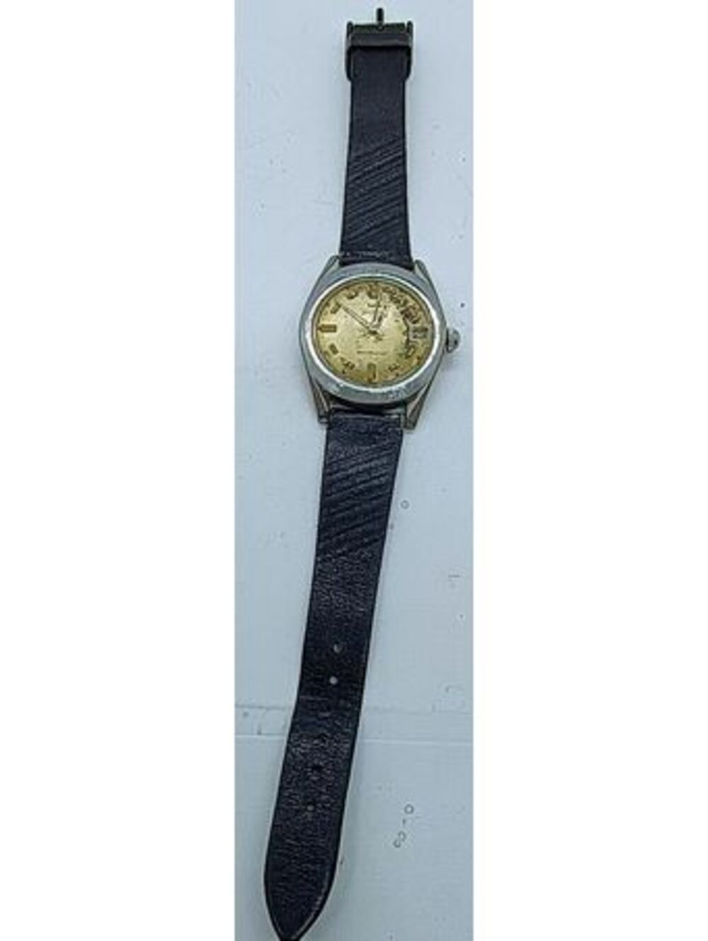 Vintage Waltham Men's Watch Gold Dial Date Not Running For Parts Or Repair